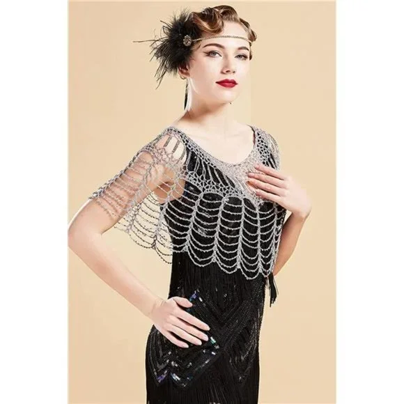 1920S Shawl Wraps Silver